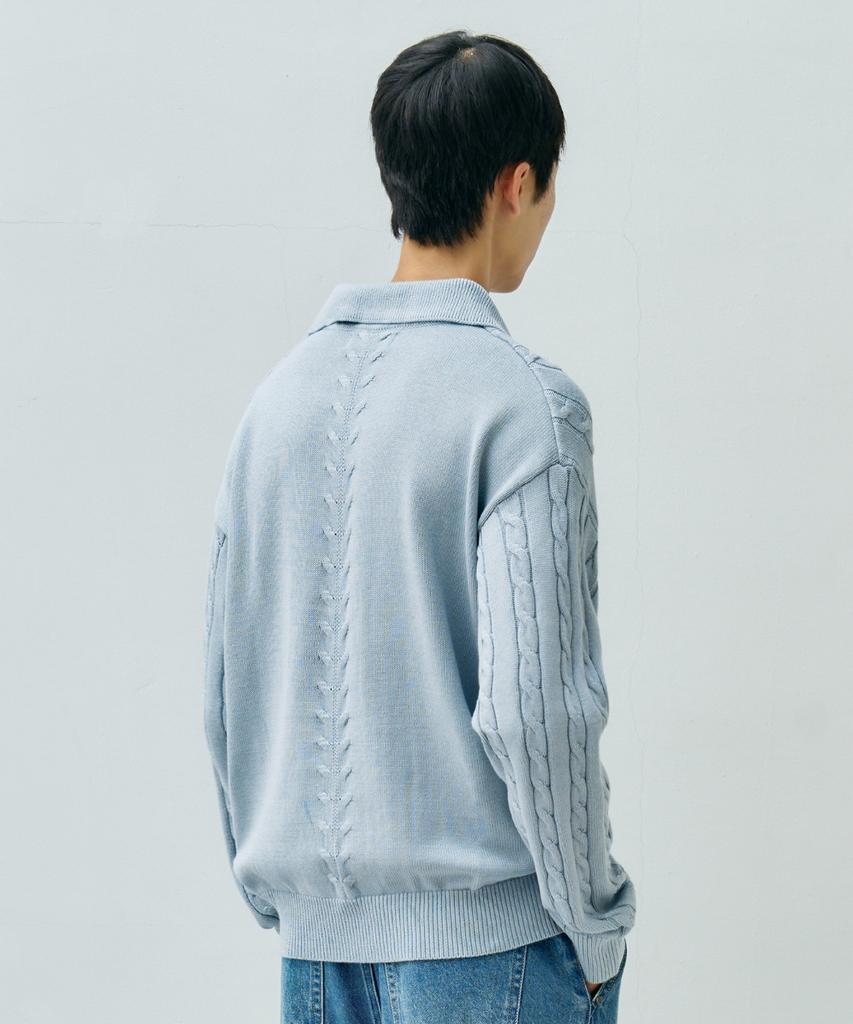 MINAV Maxi Cable Collar Knit [Sky Blue]