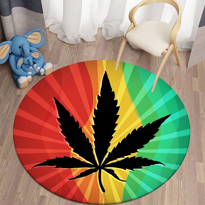 Black Cat Kawaii HD Printed Round Carpet for Living Room Rugs Camping Picnic Mats Flannel Anti-Slip Rug Yoga Mat Stranger Things