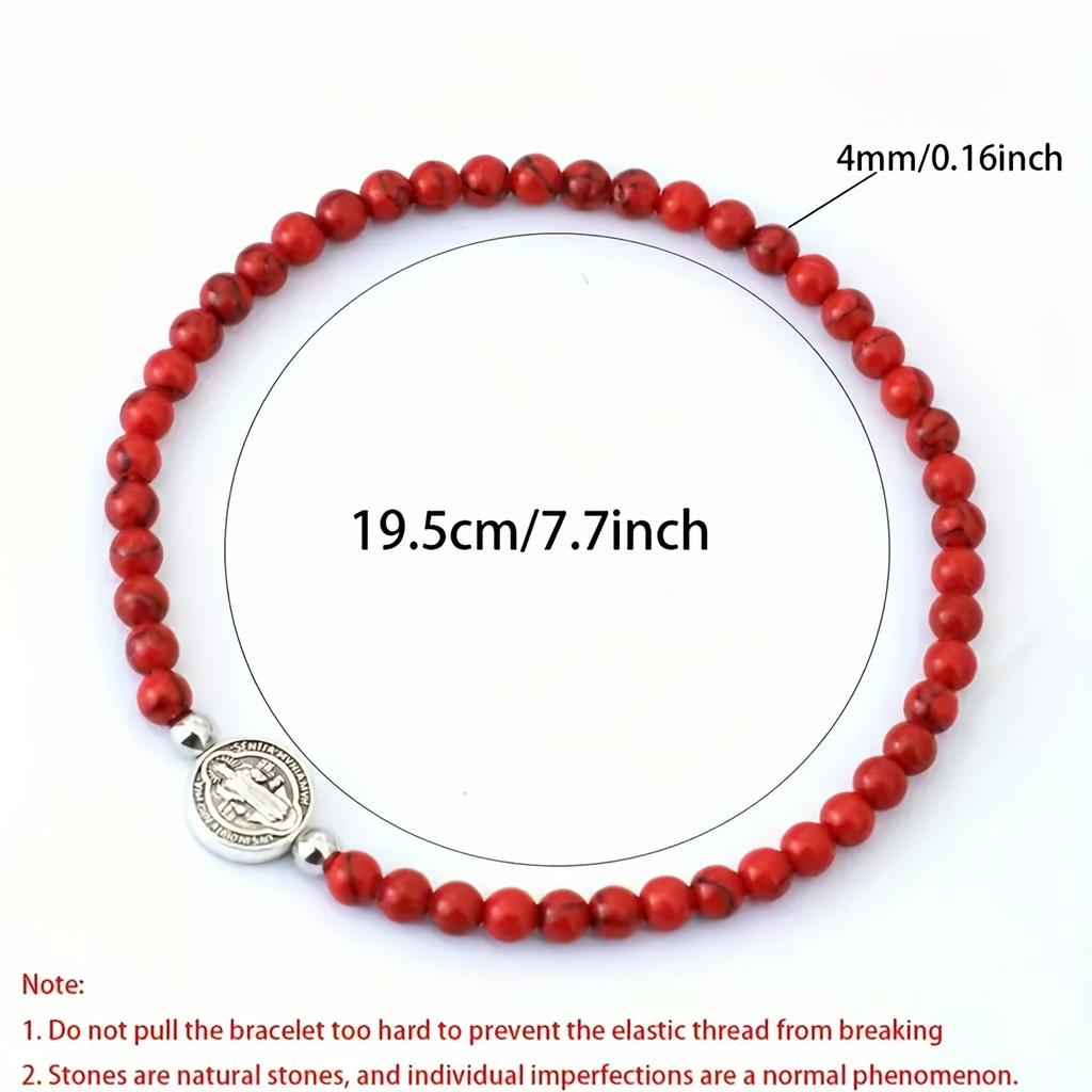 1pc Vintage Men's Cross Bracelet - 4mm Minimalist Natural Tiger's Eye Stone Bracelet - Faith Bracelet for Men