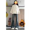 Women's Retro Fleece-Lined High-Waist Slimming Jeans for Middle/High School - 2025 Autumn/Winter Collection