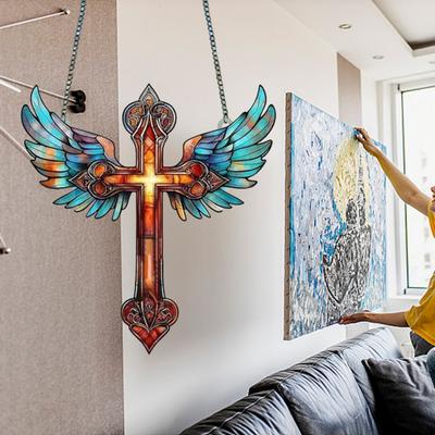 Wisiorek łapacz słońca Rose 2D płaski akrylowy wisiorek witraż dekoracje symbol wiary pokój estetyczna dekoracja ogrodu prezenty dla kobiet