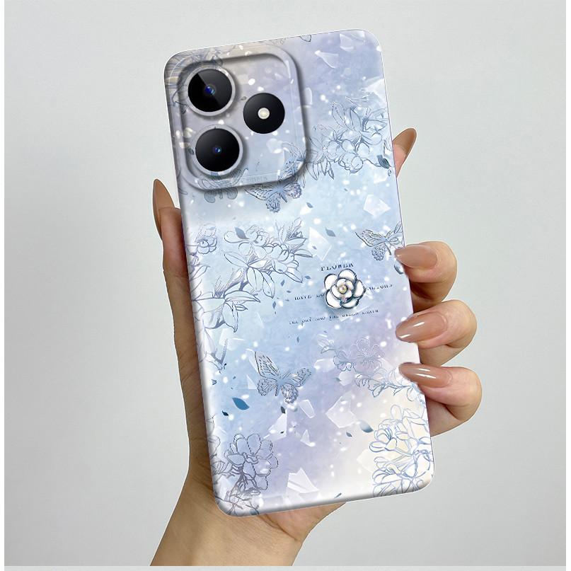For Realme C51 C53 Case RMX3830 RMX3760 Shell Pretty Flower Full Back Cover for RealmeC51 C53 C61 C63 C 51 S Soft Silicone Funda