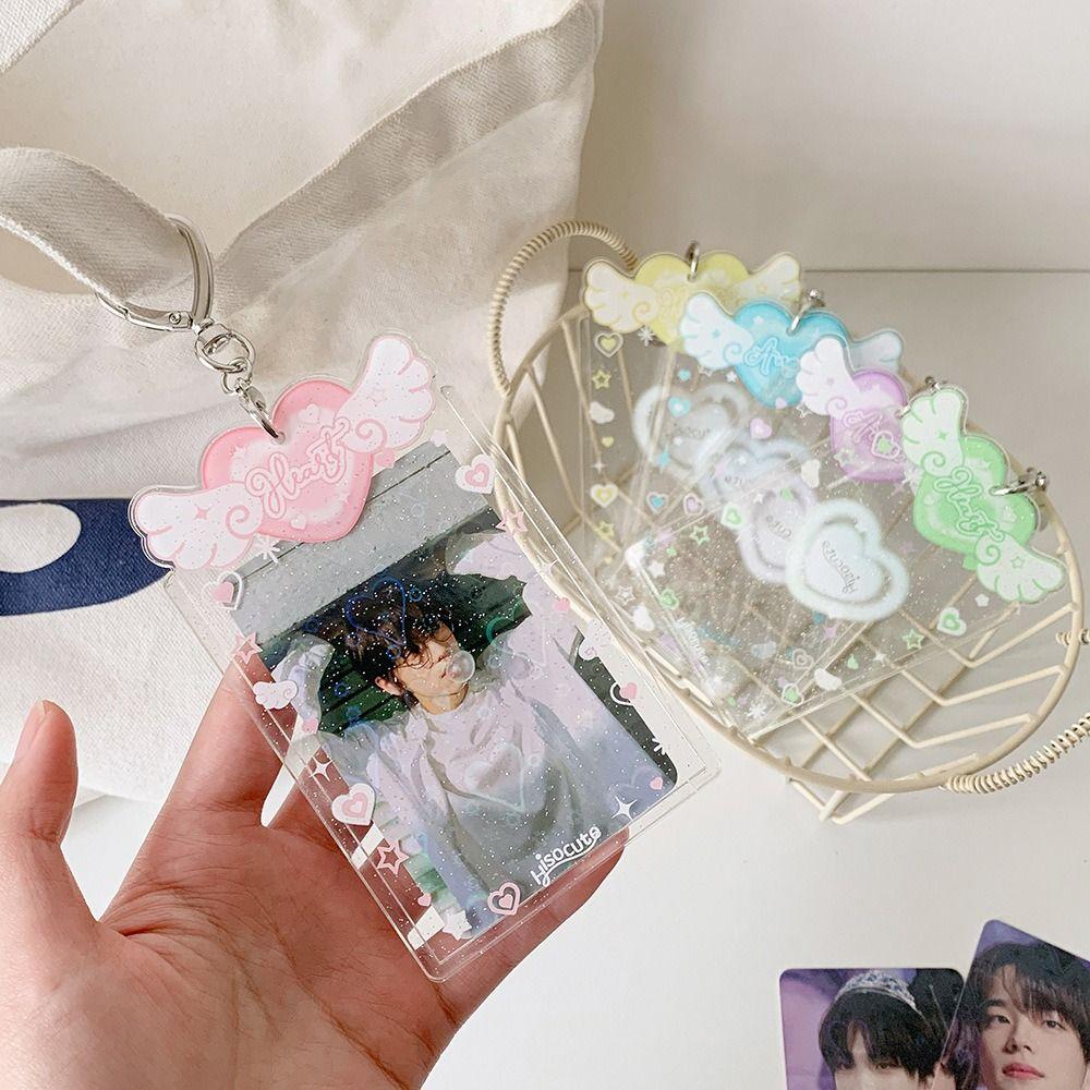 Love Heart Pendant Photo Photocard Frame Acrylic Card Cover Card Protective Case  Girls Gift