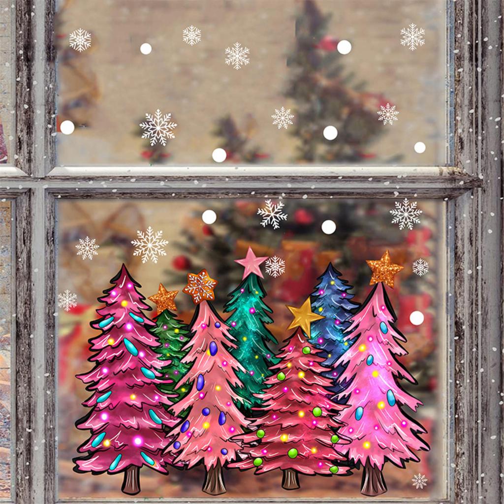 Christmas Static Cling Window Stickers for Living Room Bedroom Holiday Party Decorations