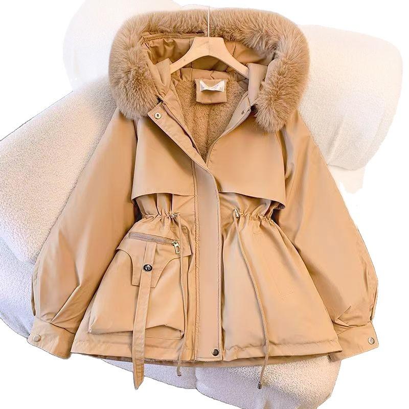 Parker comfortable warm fabric cover women's fat mm large size simple and fashionable versatile down cotton clothes
