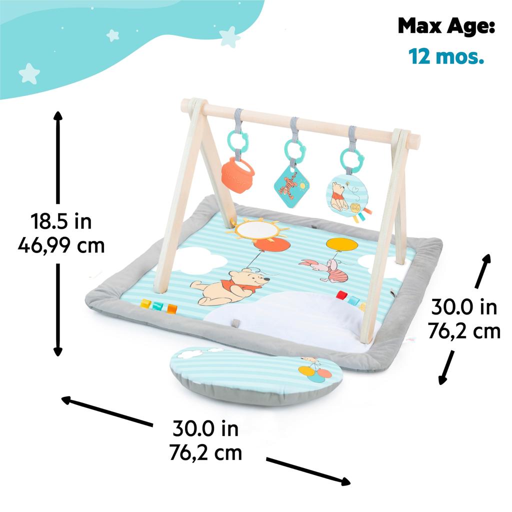 Bright Starts Winnie the Pooh Tummy Time Activity Gym (0 Months) - Baby Gym, Baby Mat, Play Gym, Blue, 13124