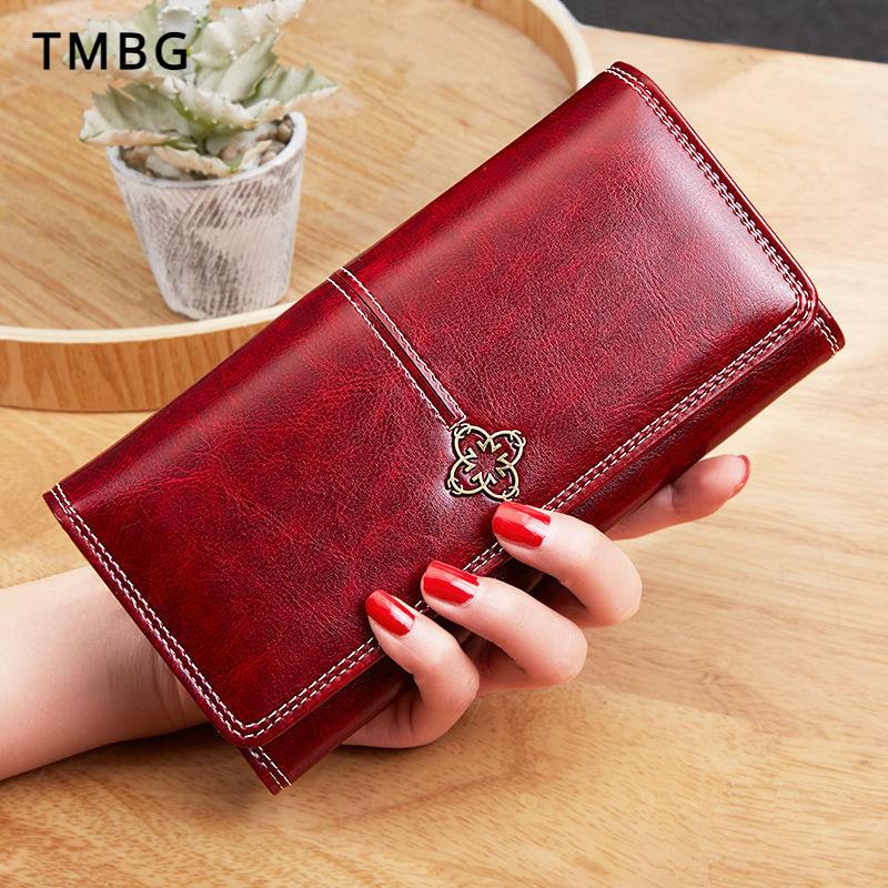 Vintage PU Leder Frauen Lange Brieftaschen Große Kapazität Geld Tasche Neue Design Handy Tasche 2 Falten Multi Karten Halter banknote Münze Geldbörse