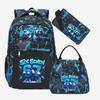 Large Capacity Schoolbag with Shoulder Strap; Student Three-piece Pencil Case Set