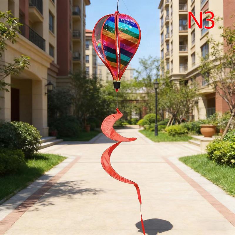 VV 1pc Hot Air Balloon Wind Spinner Rainbow Hanging Wind Twister Outdoor Windmill Garden Yard Home Festival Celebration Balloon