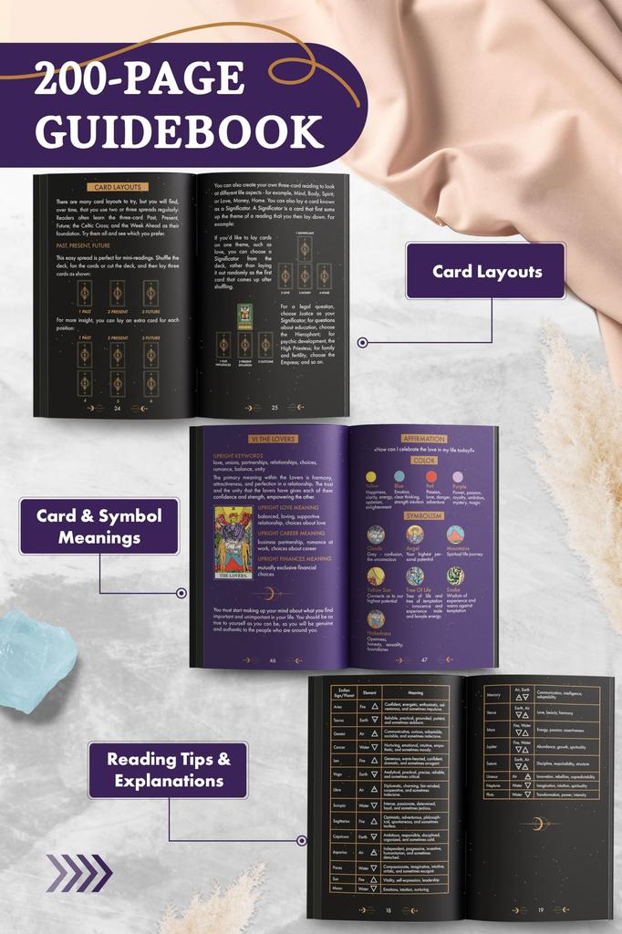 Wyspell Learning Tarot Meaningful Tarot Cards Meaningful Beginner Tarot Deck Beginner Cards with Guidebook - - -