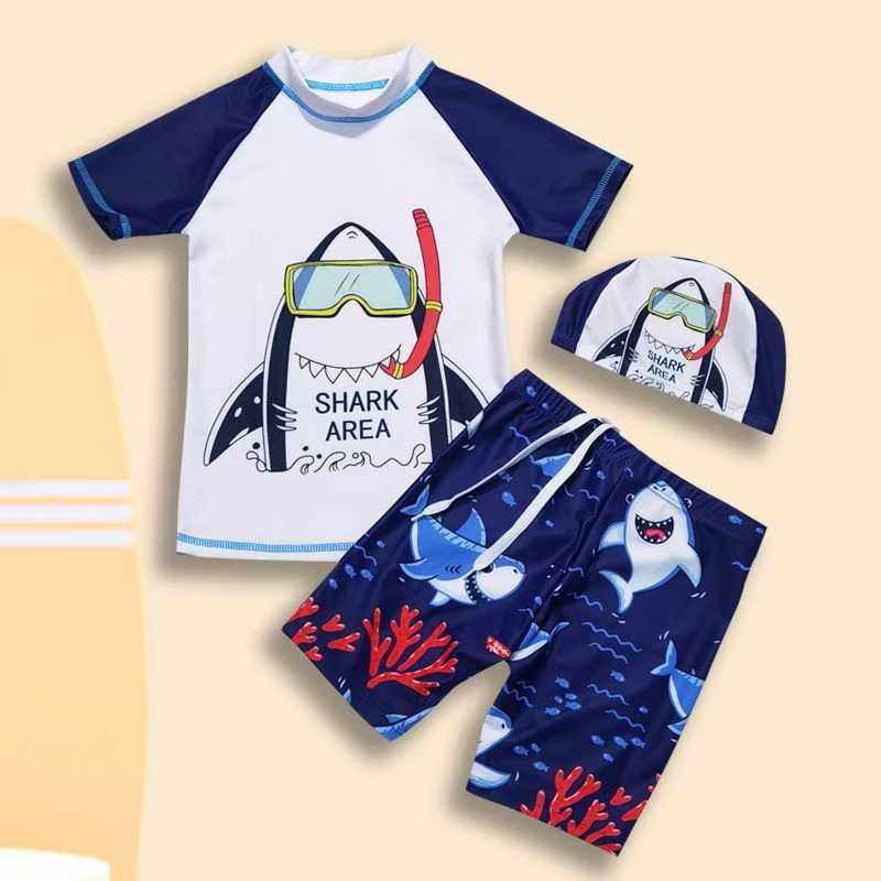 New Cute Cartoon Split Swimsuit for Boys - High-Elasticity Swimwear for Toddlers, Small, Medium, and Large Kids