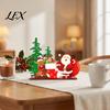 Holiday Party Table Decorations Wooden Christmas Ornaments, Tabletop Decoration with Santa Claus Snowman Elk Office Desk Accessories Designs for Home