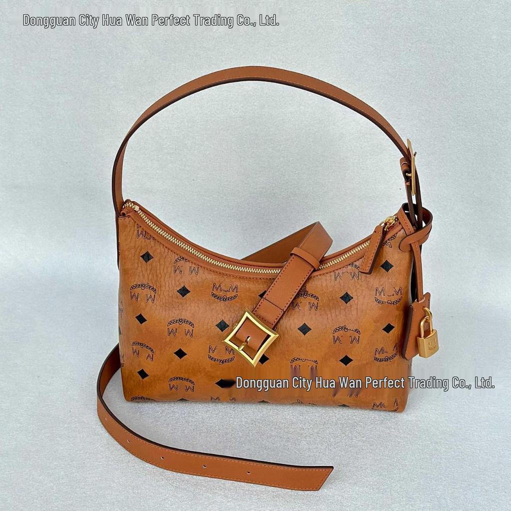 M Brand Classic Monogram Gold-Lock Small Shoulder, Crossbody, and Underarm Bag