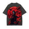 Naruto Itachi Uchiha T Shirt Akatsuki Crow Vintage Acid Wash Streetwear Casual Retro Anime Graphic Cotton Men Tees Top Unisex