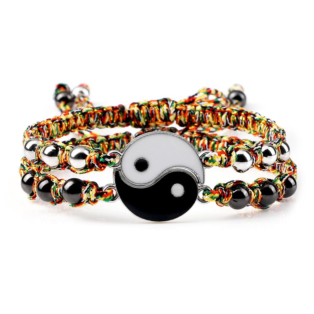 Yin Yang Tai Chi Couple Bracelet Set: Handwoven Chinese Style Beaded Bracelets for Women