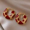 1 Pair Luxury Vintage Enamel U-Shape Leopard Print Earrings, Suitable for Women Everyday and Festive Occasions