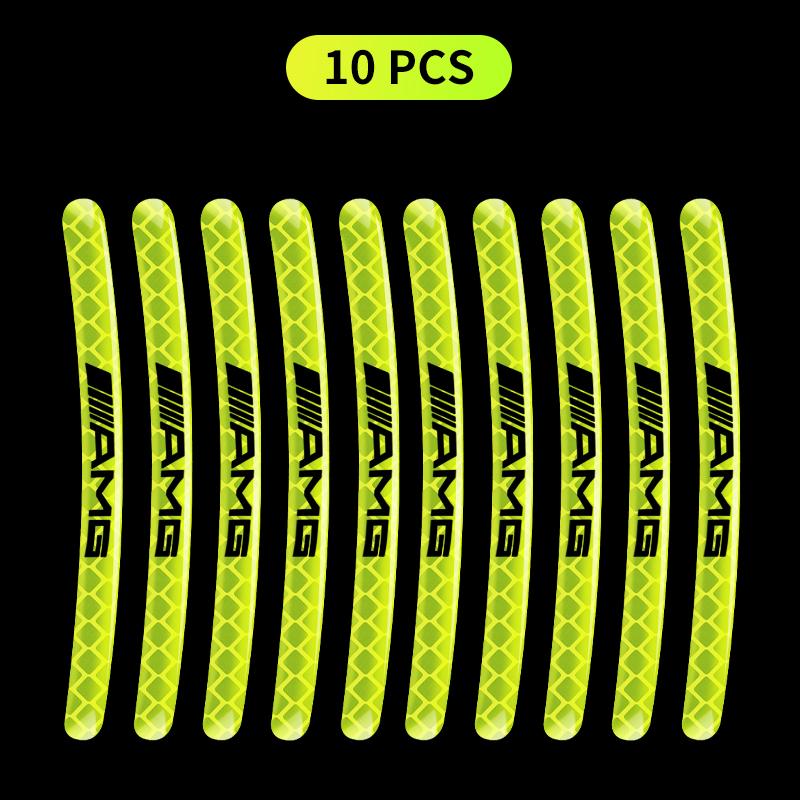 Car Wheel Hub Reflective Stickers Tire Rim Luminous Accessories for Mercedes Benz E C G M S A B Class AMG W176 W204 W212 GLC CLA W168 W202