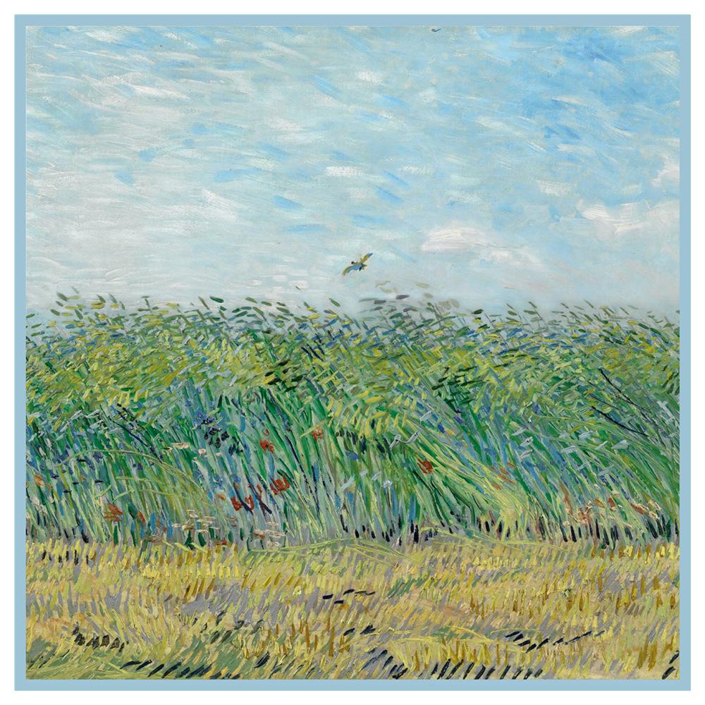 Silk Scarf Women Wheat Field Print Square Scarves Head Echarpe Silk Foulards Femme Wraps Beach Shawls Bandana Lady Hijabs 90Cm