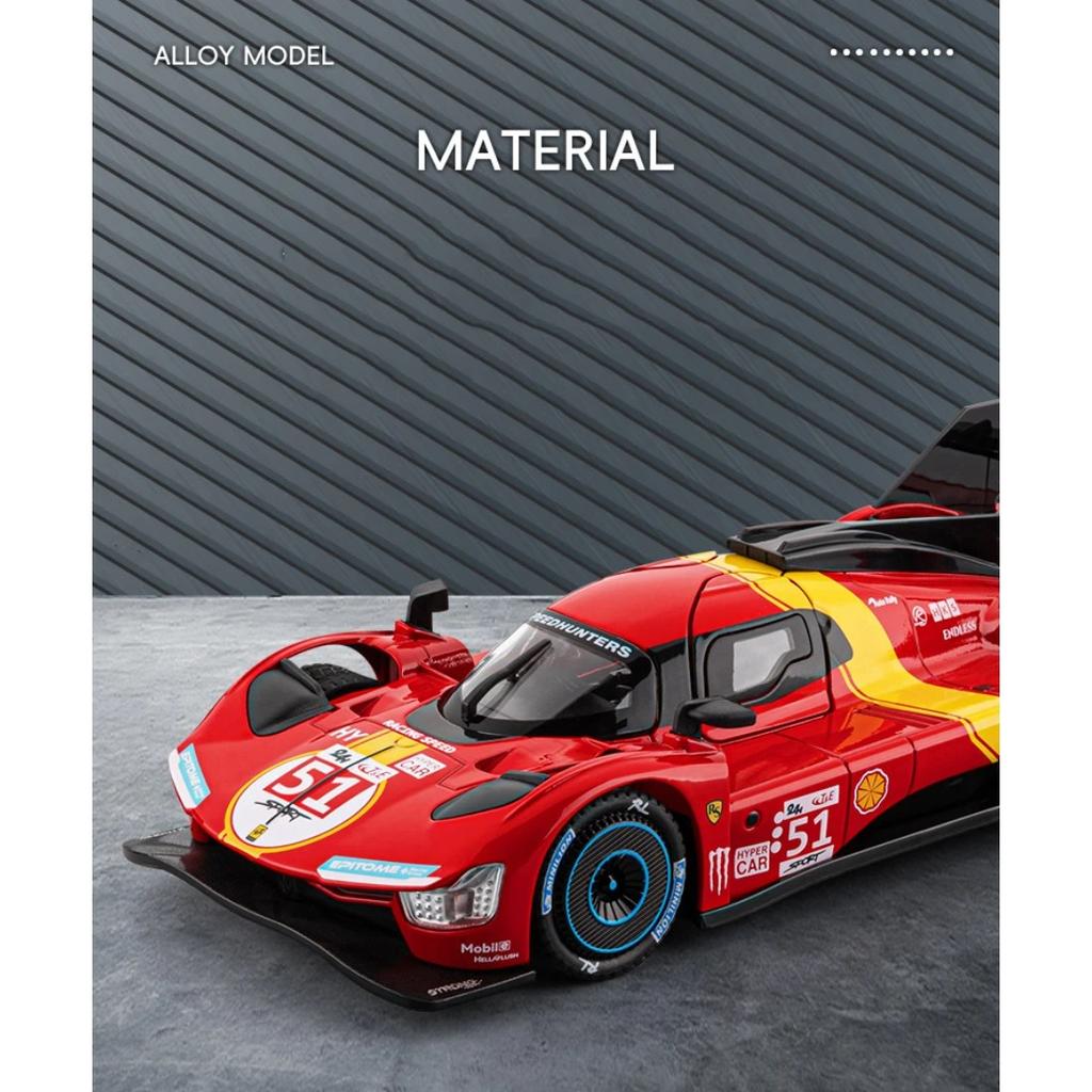 1/22 Ferrari 499P Endurance Race Alloy Sports Car Model Diecast Metal Racing Vehicles Car Model Simulation Sound and Light Kids Toy Gift