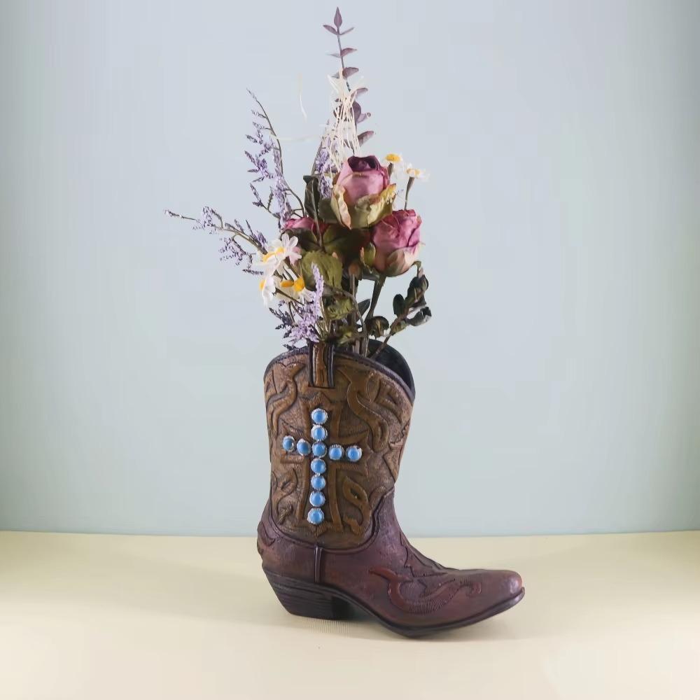 Unique Boot Shaped Vases Resin Flower Arrangement Pot Creative Boot Flower Pot  Desktop Display