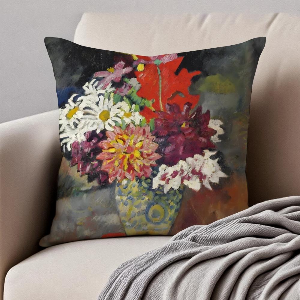 

PostImpressionism LLouis Valtat Cushion Cover Pillowcase Antidustmite Invisible Zipper Short Plush Sofa Cushion 30X30cm