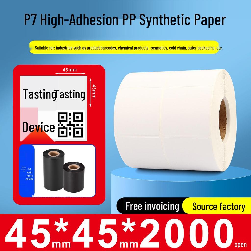 Papel sintético autoadhesivo impermeable para impresoras de códigos de barras, Tamaños: 60x40mm, 30x20mm, 80x70mm, 50x100mm, Adhesivo PP