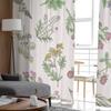 Verschiedene handgezeichnete Kräuter und Blumen auf zarten rosa Chiffon-Transparentgardinen Wohnzimmer Schlafzimmer Fenster Voiles Tüllvorhang