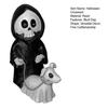 Halloween Ornament Skull Grim Reaper Walking Dog Figurine Decorative Skeleton Statue Courtyard Balcony Garden Sculpture