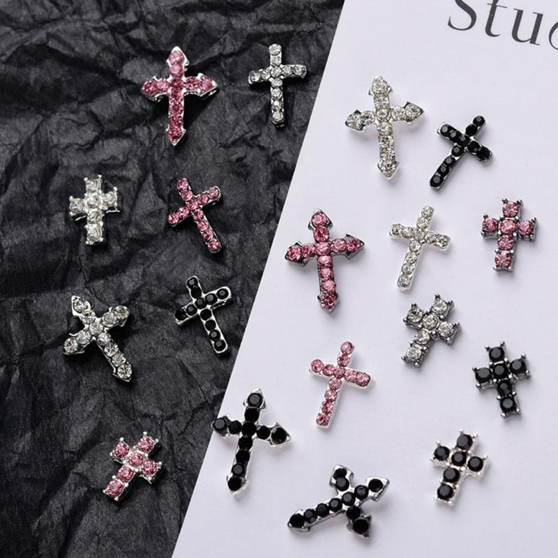 10Pcs 3D Cross Nail Charms for Nails Alloy Retro Cross Nail Charms Decoration DIY Alloy Nail Charms Decorations