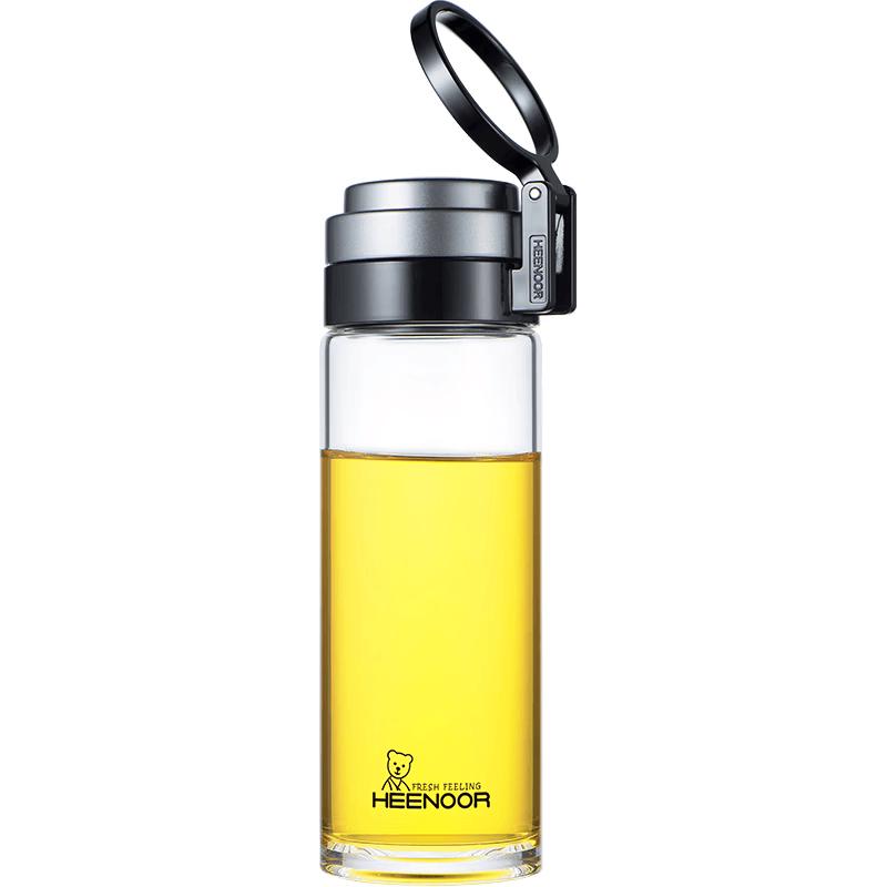

Heenoor Portable Single-Layer Glass Water Bottle with Tea Filter