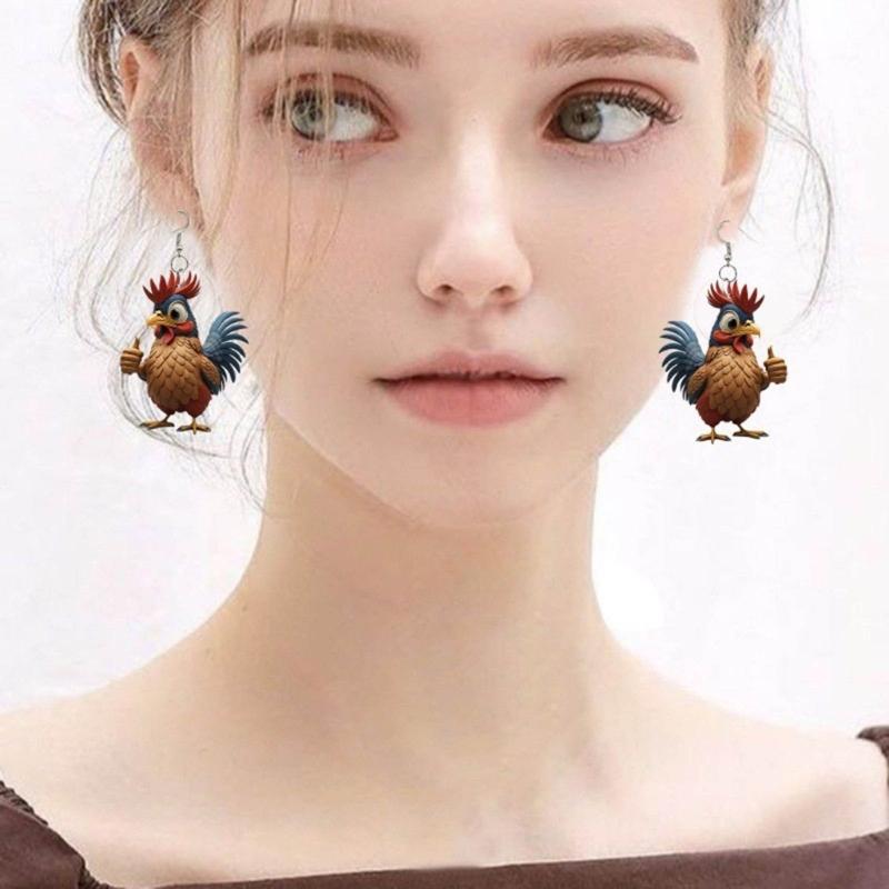 Cute Chicken Ear Studs Ornament Ear Rings Fashionable Ear Hooks Accessories