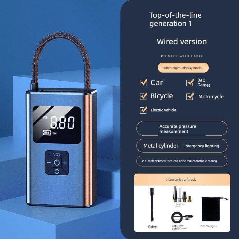 

Dai Sheng Compact Portable Air Pump for Car, Wireless Digital Display, Electric Tire Inflator for Small Cars Wired Digital Display Model-701 Model