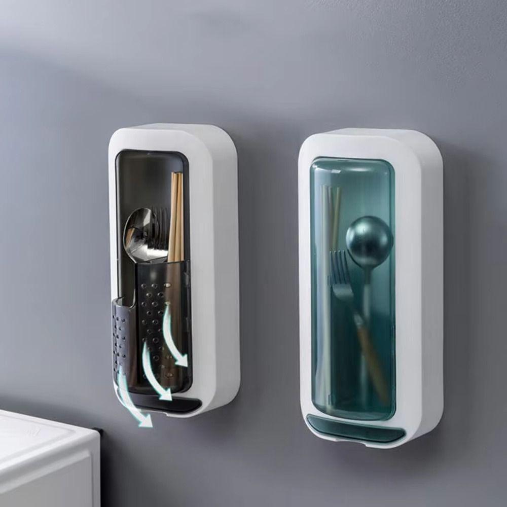 Dustproof Rotatable Toothbrush Holder Wall Mounted Chopsticks Cage  Household