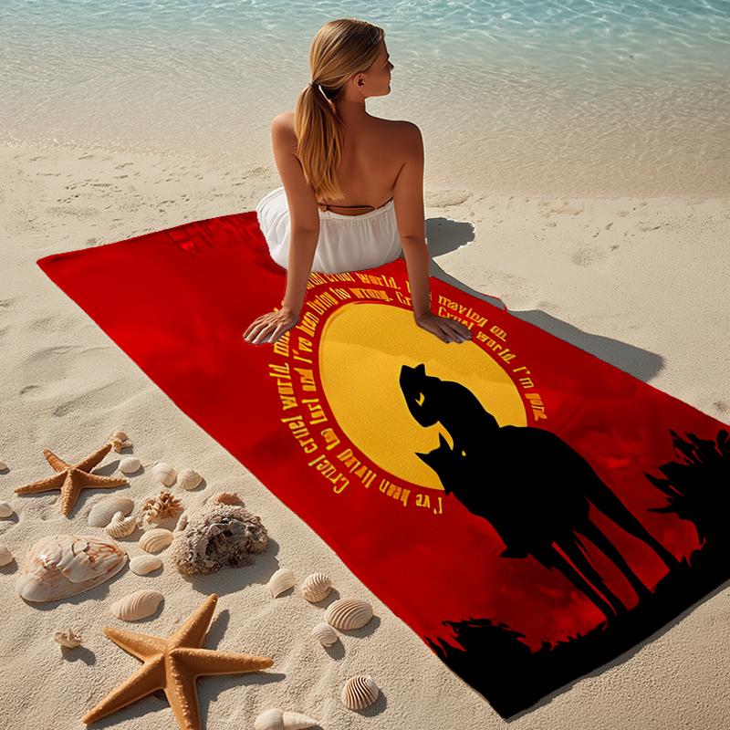 Proof Beach Towel with a Red Dead Redemption Pattern - Soft,absorbent,quick-drying,machine Washable - Perfect for Swimming,camping,bathing