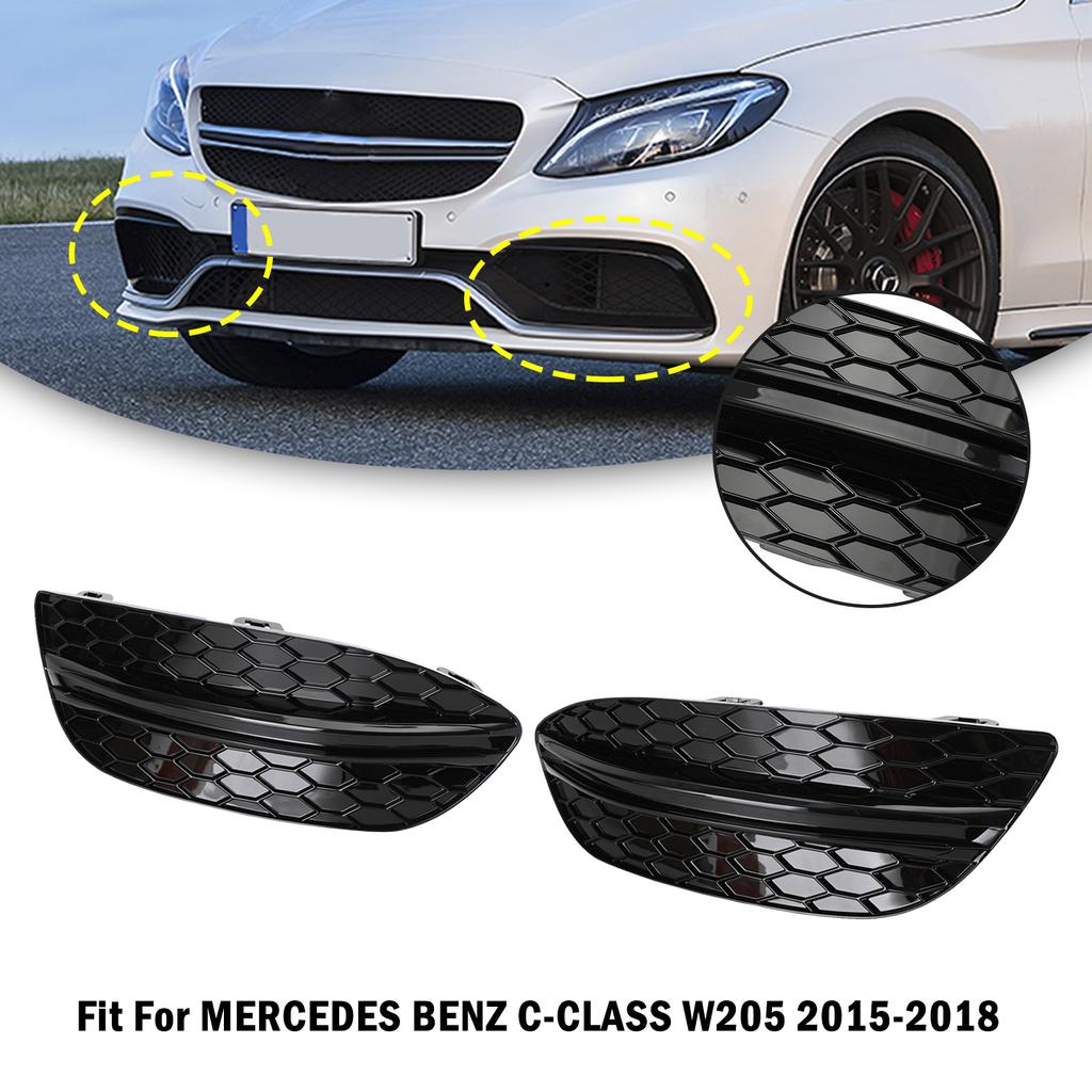 2PCS Front Fog Light Cover Fit MERCEDES BENZ C-CLASS W205 2015-2018 Base Sedan