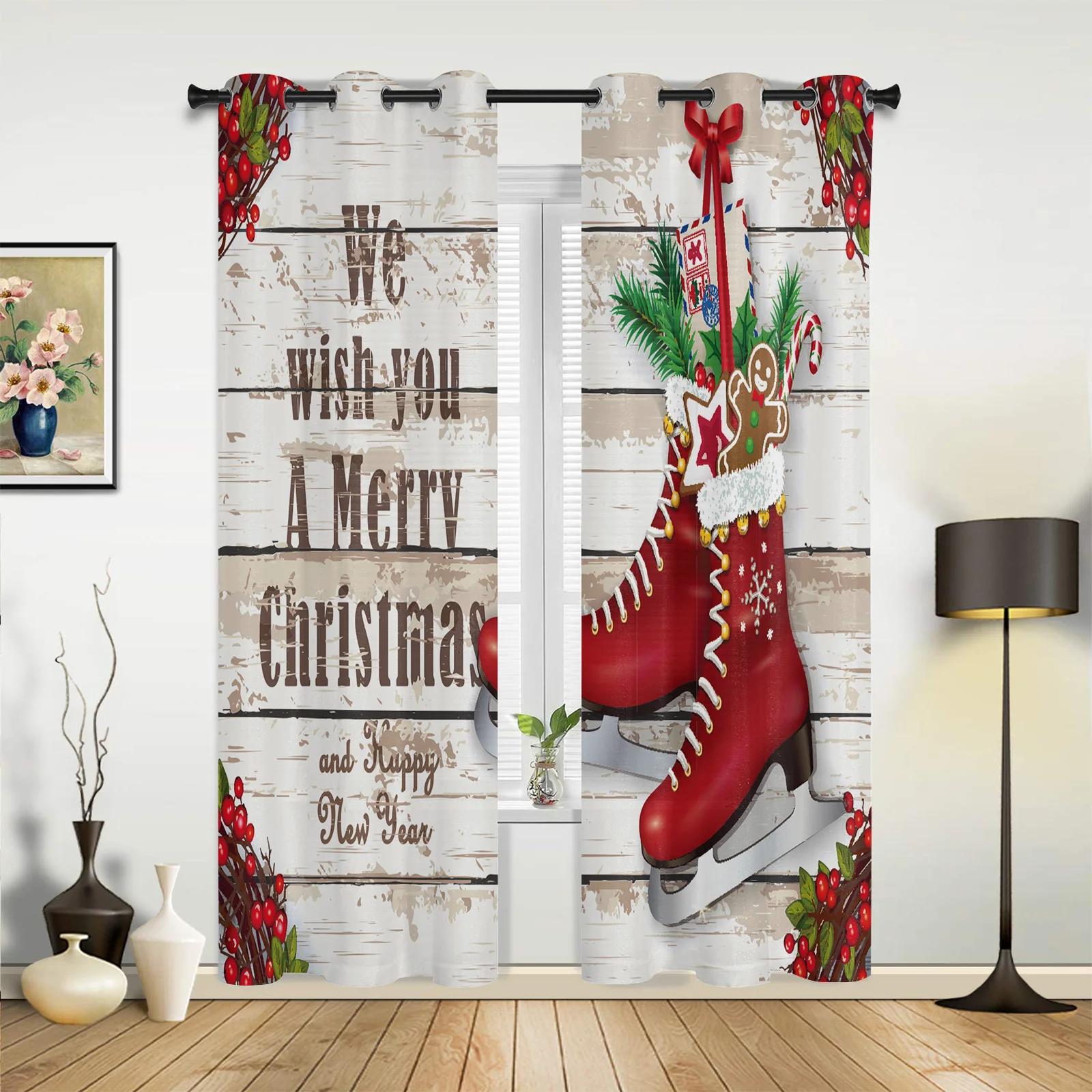 

Christmas Snowflake Background Window Curtains Home Decoration Living Room Curtains Kid s Room Cortinas For Kitchen Bedroom 135W x 60H(cm) x1