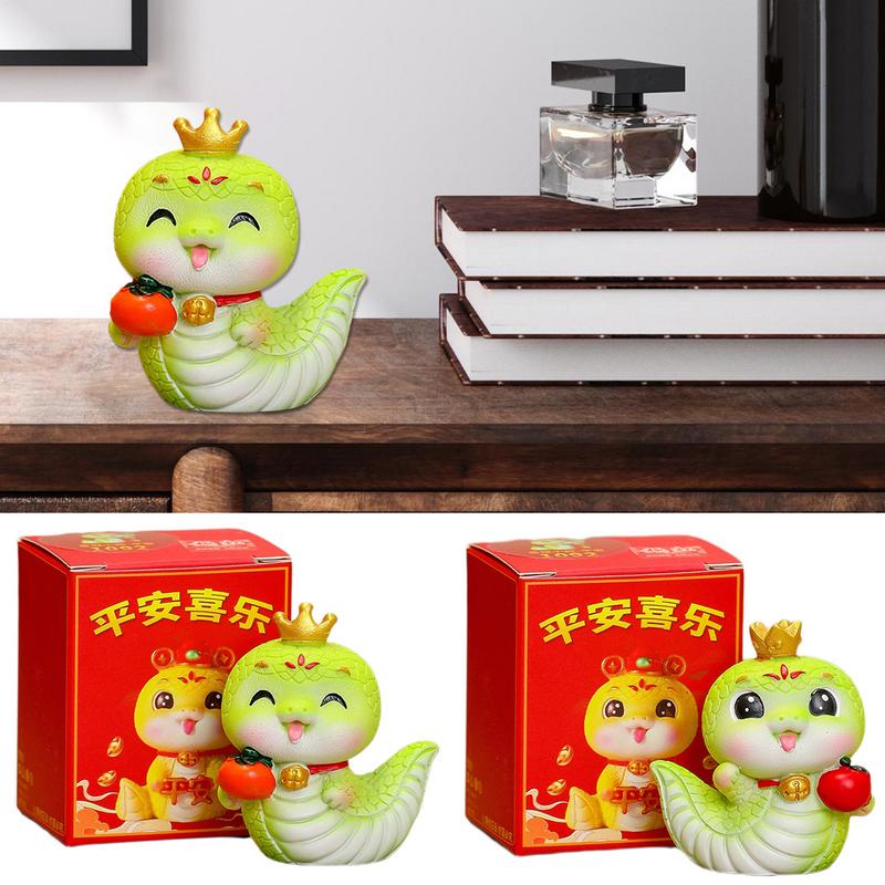 Chinese New Year 2025 Snake Figurine Cute Chinese Snake Decor Chinese Snake Statue Decorative Figurines Green Animal Statue for