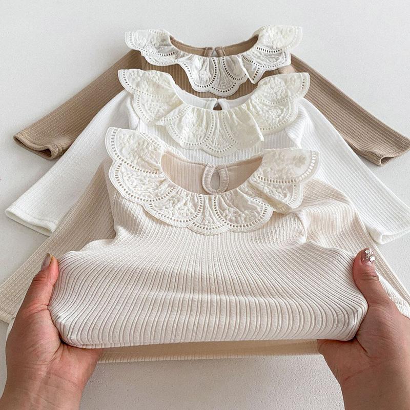 2026 Baby Clothes Spring Girl Tops Ruffle Collar Long Sleeve T-Shirt for Newborn Infant Bottoming Shirt Toddler Blouse 0-2 Years