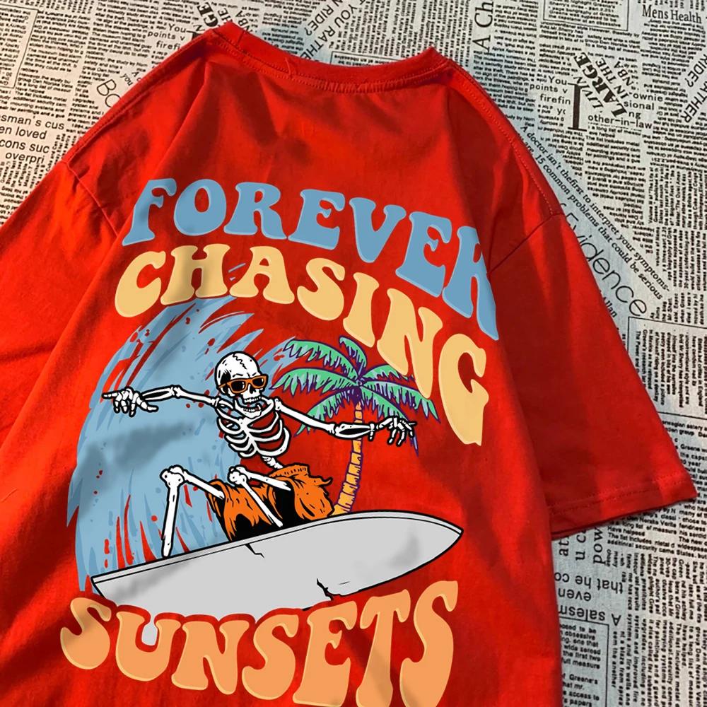 

Forever Chasing Sunsets Fun Pattern Clothing Men Casual Cotton T Shirt Casual Crewneck Streetwear Harajuku Summer T Shirts Women XXXXXL слоновая кость
