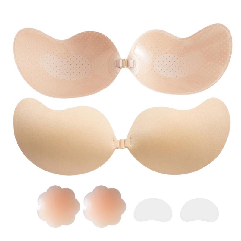 Silicone Mango Style Strapless Invisible Bra with Anti-Sagging Breast Pasties & Lingerie Straps