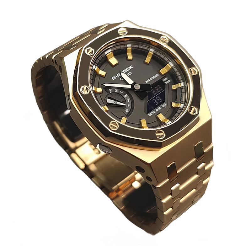 Casio Men Liquid Crystal,Analog Dual Display Series Black Watch GA-2100SKE-7A(Watch3--)