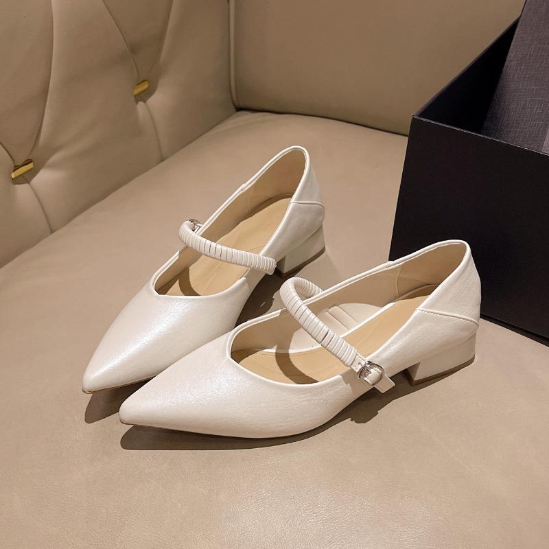 

2025 Новые туфли-лодочки на высоком каблуке с водяным бриллиантом, женские туфли на тонком каблуке с острым носком и неглубоким вырезом, женские свадебные туфли 35 бежевый