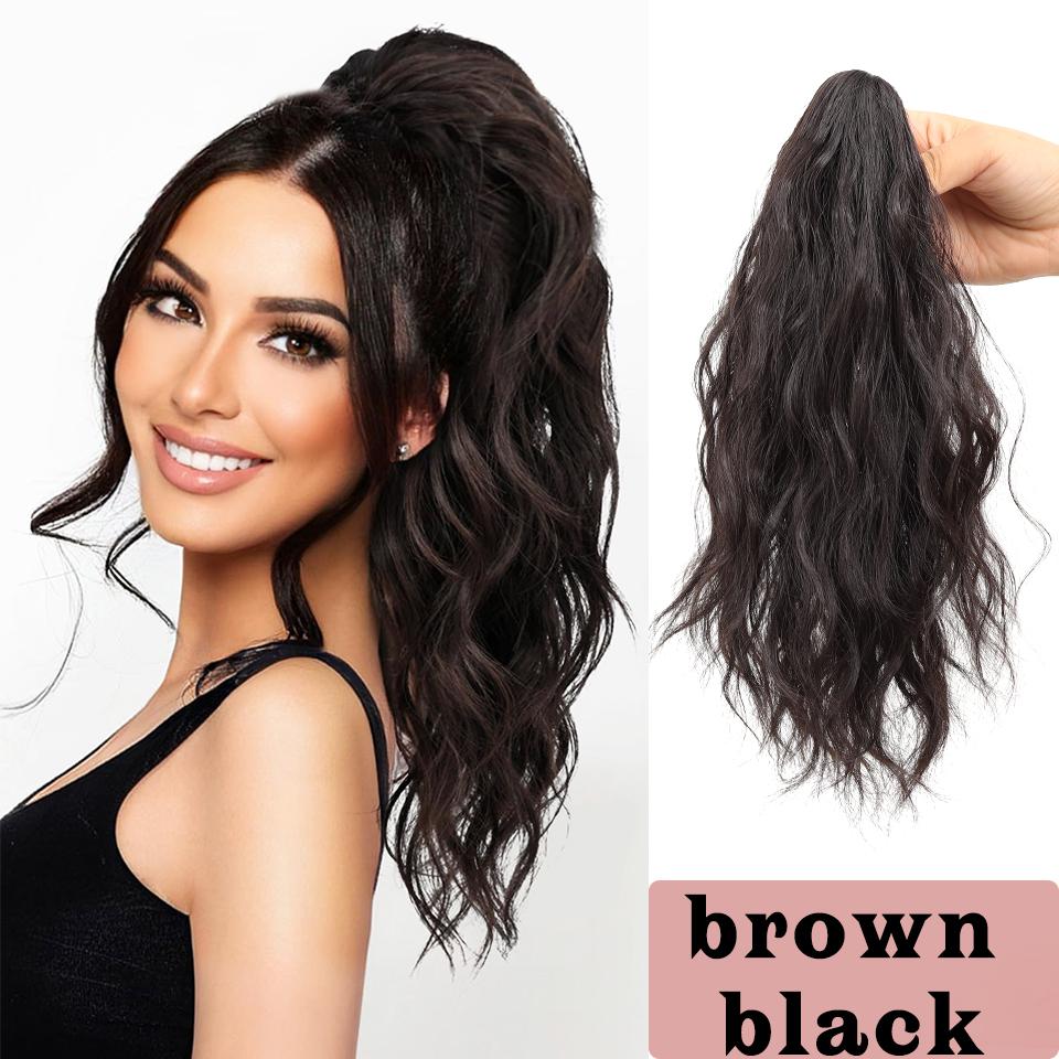 

Синтетический 12-дюймовый короткий волнистый коричнево-черный хвостик, наращивание волос на заколке-крабе, стиль наращивания волос для женщин на каждый день