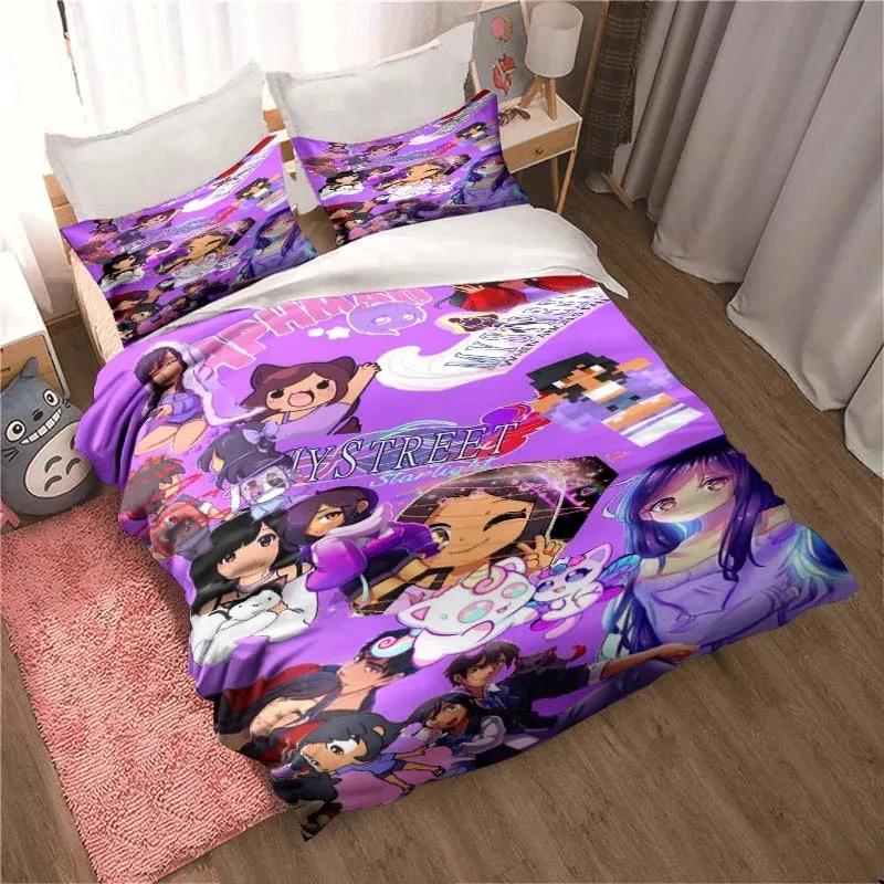 3D Print Bedding Set Duvetcover Set Single Double King Size Kawaii Cartoon Aphmau Adult Boys Bedroom Duvet Cover and Pillow Case