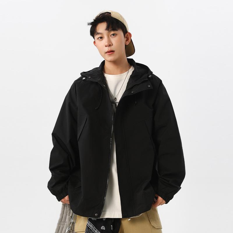 Spring and Autumn New Jacket Men's Hooded Versatile Casual Loose Jacket Solid Color Hooded Teen Jacket for Men
