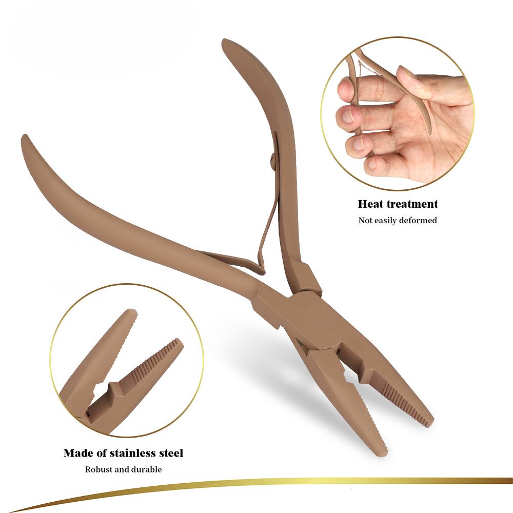 Instrument pentru bătătură Clește de aplicare pentru micro-inele Instrument Micro margele Closer Clește pentru extensie de păr din oțel inoxidabil