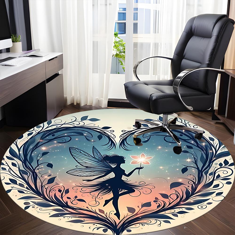 1pc Fairy Fantasy Office Round Area Rug,  Mat Suitable ForOffice, Under Office Chairs Bedroom Living Room Home Decor, Room Deco