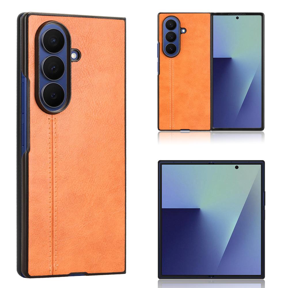 For Samsung Galaxy Z Fold7 5G Case Stitching Line PU Leather Coated PC Phone Cover