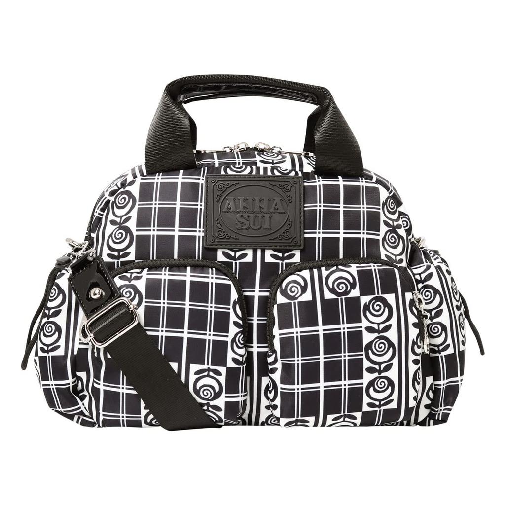 ANNA SUI Journey Boston Bag Mini Boston Shoulder Bag with Floral Black Women's (316302), Print, (Size 10)