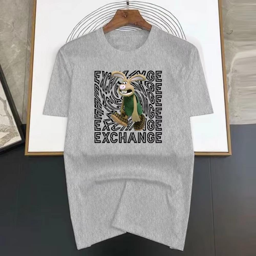 Exchange Fashion Rabbit Print Men T Shirts Korean Fashion Summer TShirt Casual Clothing Harajuku Short Sleeve Tops Tees Men's